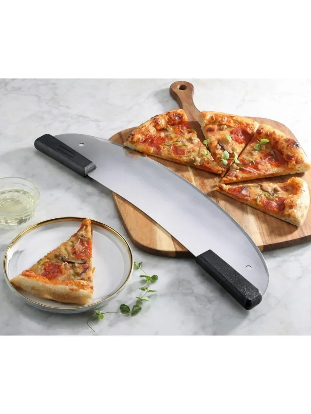 Deluxe 20-Inch Stainless Steel Pizza Knife - Commercial Grade Rocker Style